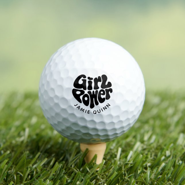 Girl Power Heart Custom Text or Name Golf Balls (Insitu Tee)