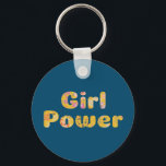 Girl Power Inspirational Quote Floral Lettering  Keychain<br><div class="desc">Girl Power Inspirational Quote Floral Lettering in Blue and Yellow Keychain</div>