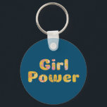 Girl Power Inspirational Quote Floral Lettering  Keychain<br><div class="desc">Girl Power Inspirational Quote Floral Lettering in Blue and Yellow Keychain</div>