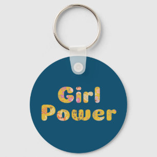 Girl Power Inspirational Quote Floral Lettering  Keychain