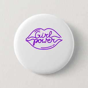 Girl Power Kiss Cool Woman Feminist Movement 2 Inch Round Button