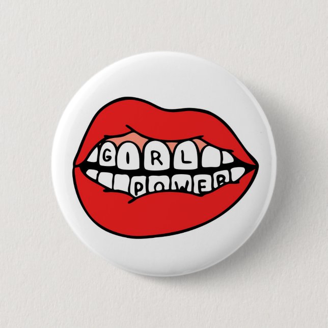 Girl Power Lips 2 Inch Round Button (Front)