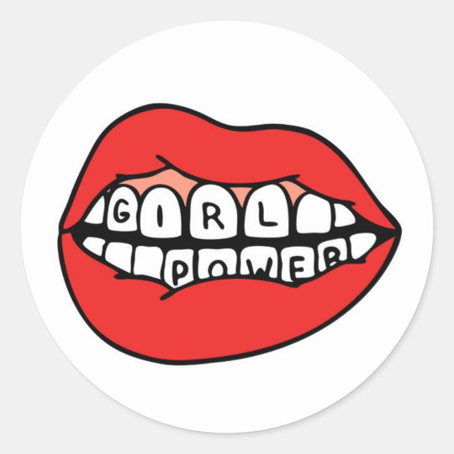 Girl Power Lips Classic Round Sticker (Front)
