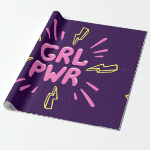 Girl power movement slogan seamless pattern wrapping paper