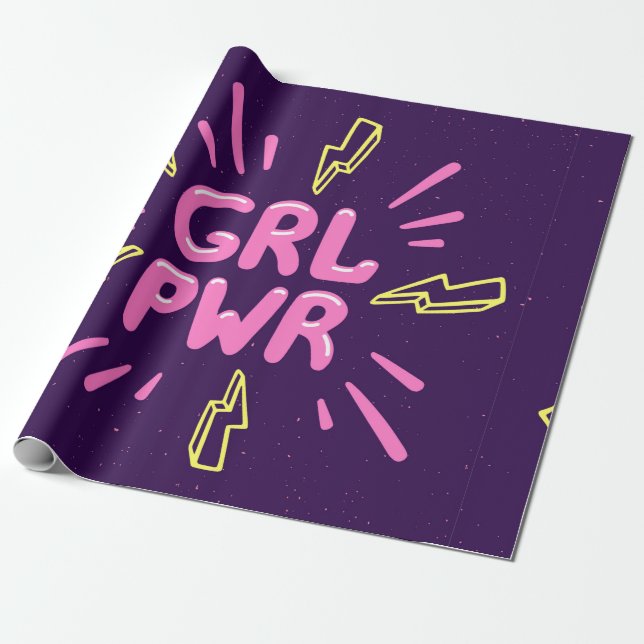 Girl power movement slogan seamless pattern wrapping paper (Unrolled)