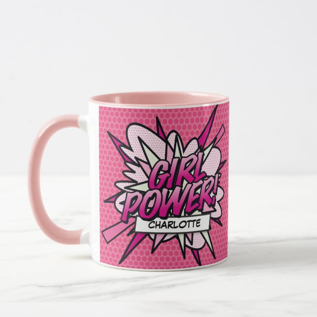 GIRL POWER Name Fun Retro Comic Book Pop Art Mug (Left)