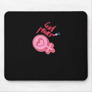 Girl Power Pink Feminist Sticker Mouse Pad