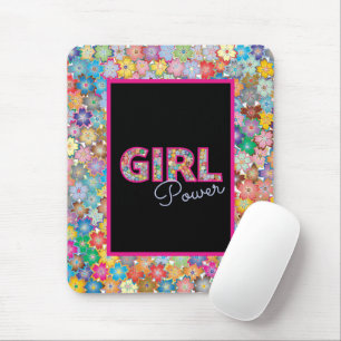 Girl Power   Pink Girly Beautiful Wildflower Women Mouse Pad