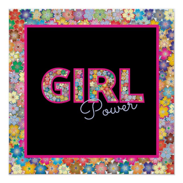 Girl Power | Pink Girly Beautiful Wildflower Women Poster (Front)