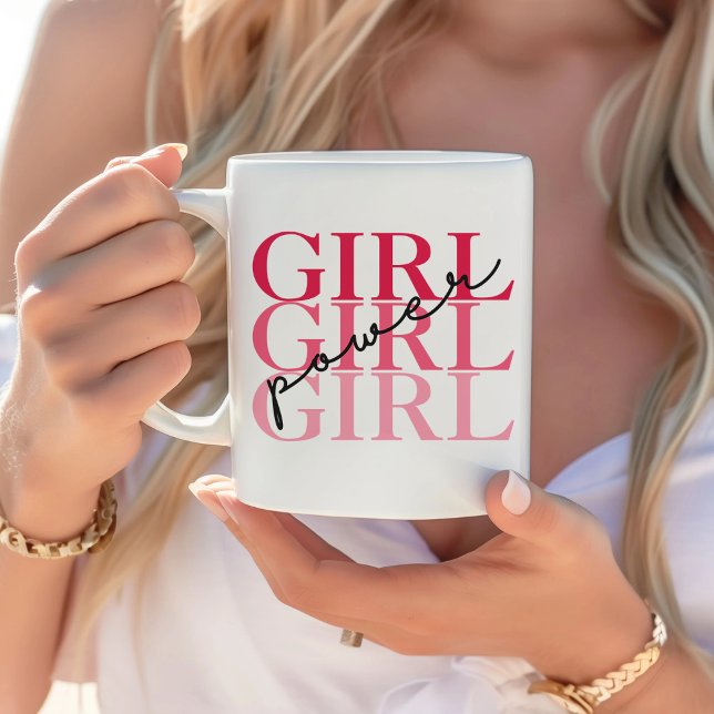 Girl Power | Pink Modern Feminist Coffee Mug (Creator Uploaded)