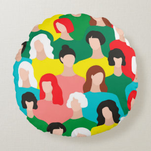 Girl power round pillow