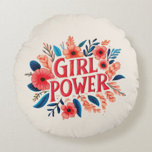Girl Power Round Pillow