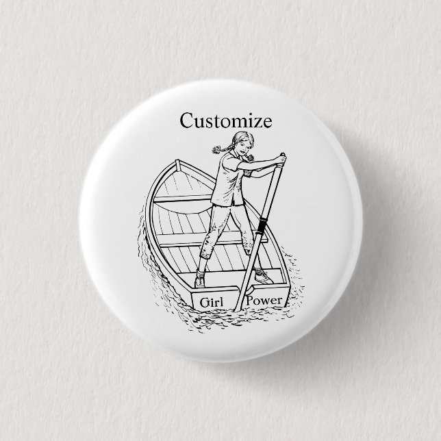Girl Power Sculling Boat Thunder_Cove 1 Inch Round Button (Front)