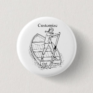 Girl Power Sculling Boat Thunder_Cove 1 Inch Round Button