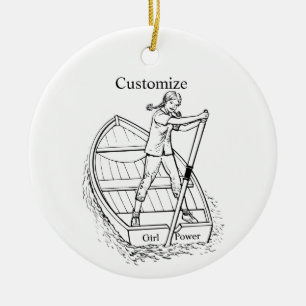 Girl Power Sculling Boat Thunder_Cove Ceramic Ornament