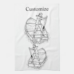 Girl Power Sculling Boat Thunder_Cove Kitchen Towel