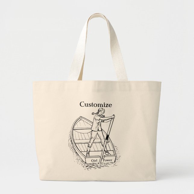 Girl Power Sculling Boat Thunder_Cove Large Tote Bag (Front)
