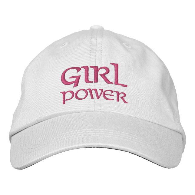 Girl Power Simple Modern Typography Custom Embroidered Hat (Front)