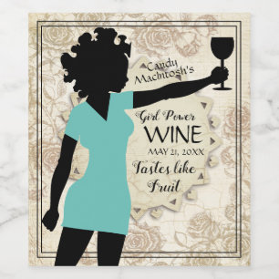 Girl power strong woman roses homemade wine glass label