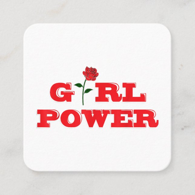 Girl Power T-Shirt - Awesome Women Female Feminist Square Business Card (Front)