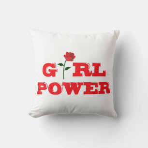 Girl Power T-Shirt - Awesome Women Female Feminist Throw Pillow
