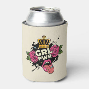 Girl Power Tattoo Style Can Cooler