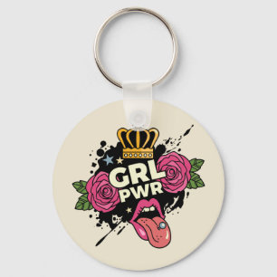 Girl Power Tattoo Style Keychain