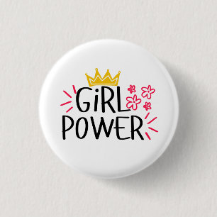 Girl Power Women's Day 1 Inch Round Button