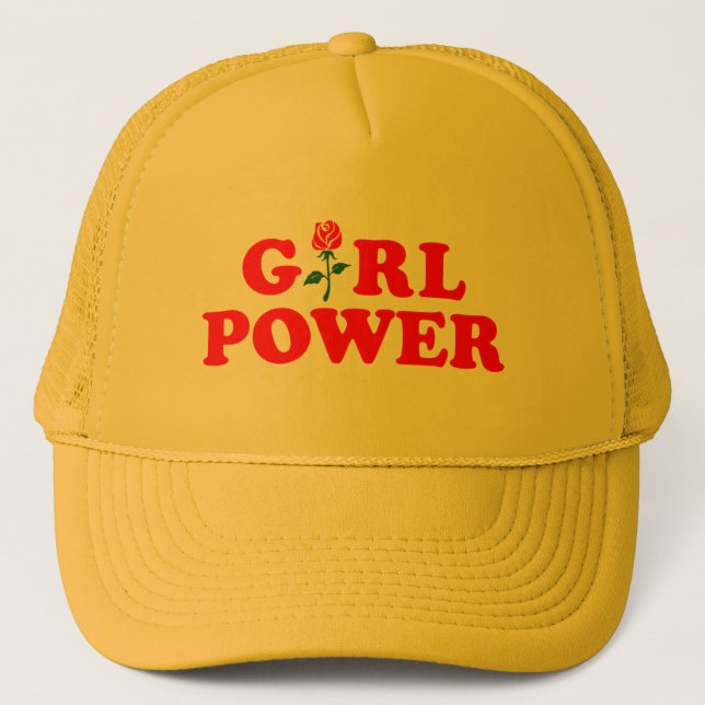 Girl Power Yellow Trucker Hat (Front)