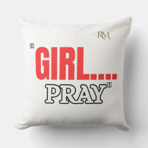 Girl Pray T-Shirt Faith Based Christian Shirt fo Throw Pillow