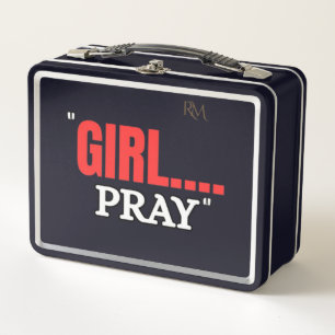 Girl Pray T-Shirt Faith Based Christian Shirt Metal Lunch Box