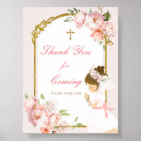 Girl Praying Gold First Holy Communion Thank You