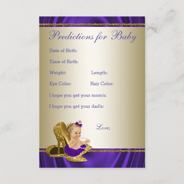 Girl Predictions and Advice Cards Girl Baby Shower (Front)