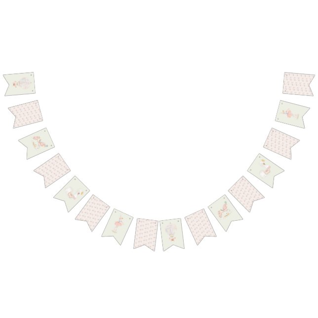 Girl Princess Fairytale Ballerina Sage Cream Party Bunting Flags (All)