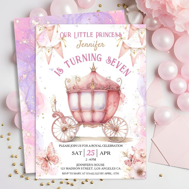 Girl Princess Once Upon a Time 7th Birthday Invitation (Creator Uploaded)
