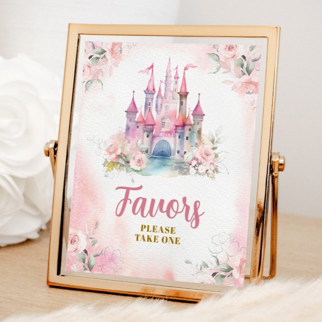 Girl Princess Royal Castle 5th Birthday Favours Poster (Creator Uploaded)