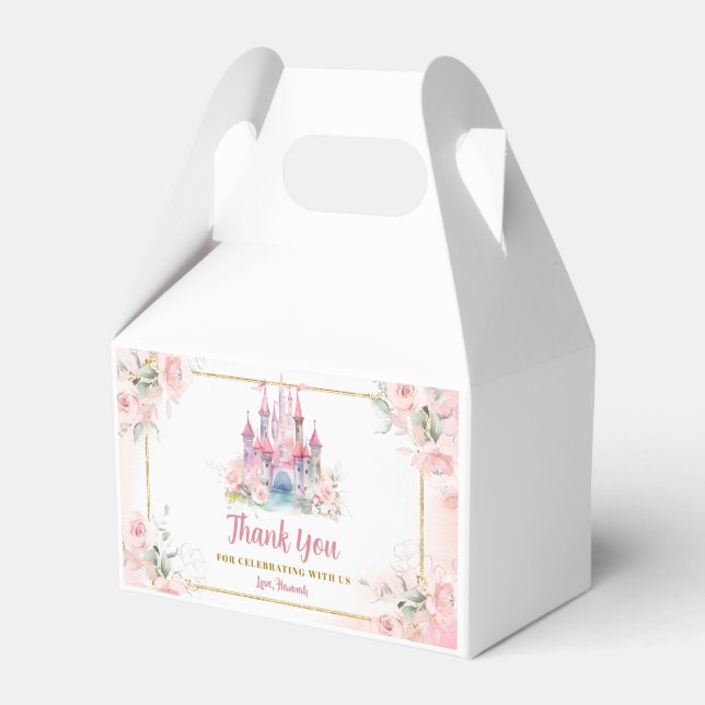 Girl Princess Royal Castle Fifth Birthday Favor Box (Front Side)