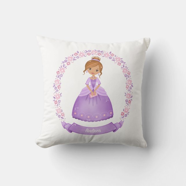Girl Princess Throw Pillow (Front)
