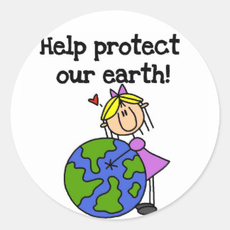 Girl Protect Our Earth Tshirts and Gifts Classic Round Sticker