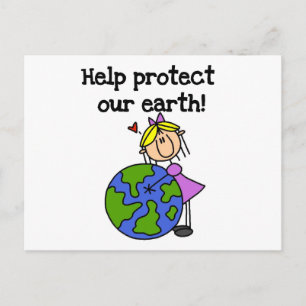Girl Protect Our Earth Tshirts and Gifts Postcard