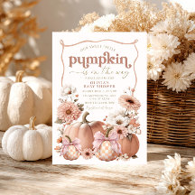 Girl Pumpkin Baby Shower Floral Retro Vintage