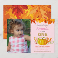 Girl Pumpkin Fall First Birthday Gold Glitter