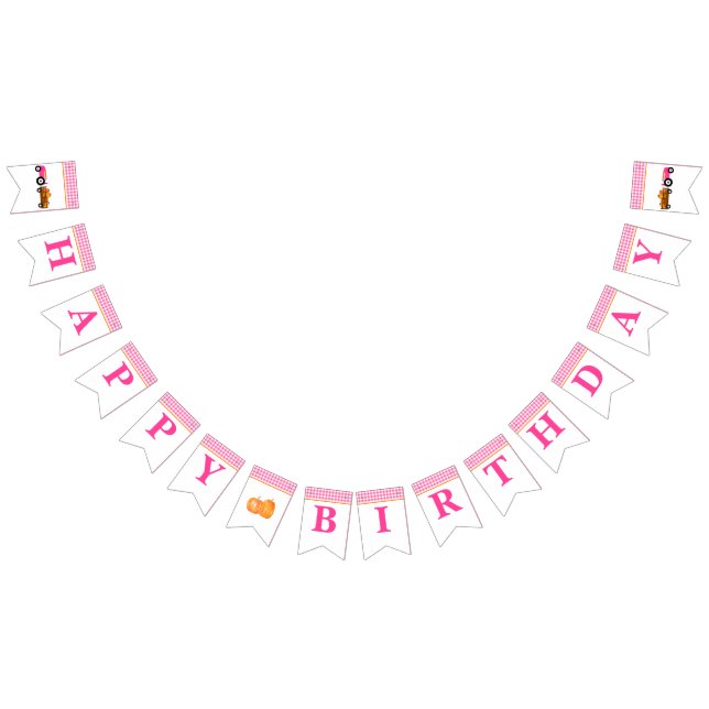 Girl Pumpkin Patch Tractor Pink Happy Birthday Bunting Flags (All)