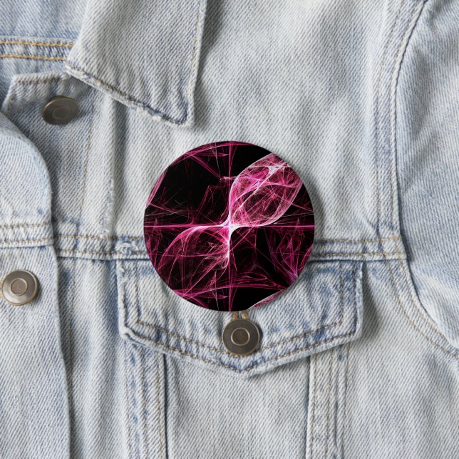 Girl Punk Rock Pink Energy Waves 3 Inch Round Button (In Situ)