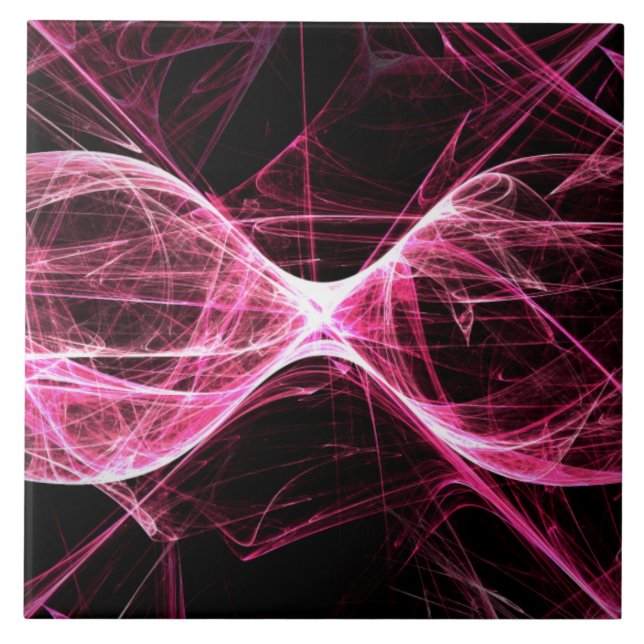Girl Punk Rock Pink Energy Waves Tile (Front)