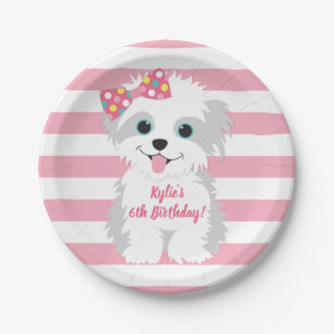 Girl Puppy Birthday Party Paper Plate