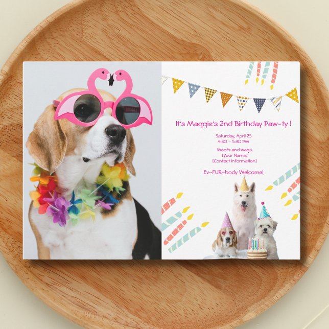 Girl puppy Birthday Party photo Invitation (Creator Uploaded)