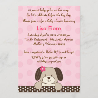 Girl Puppy Dog Baby Shower Invitations