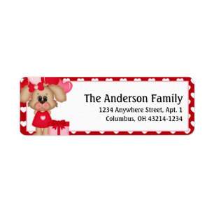 Girl Puppy Dog Valentine's Day Address Labels d1