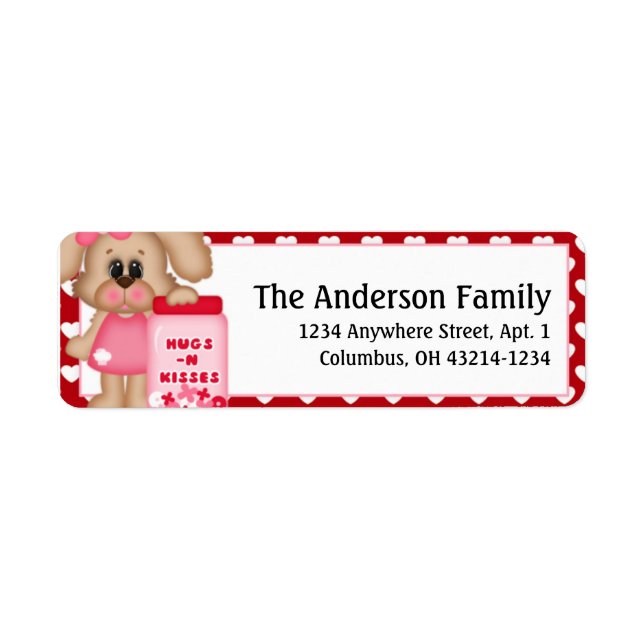 Girl Puppy Dog Valentine's Day Address Labels d4 (Front)